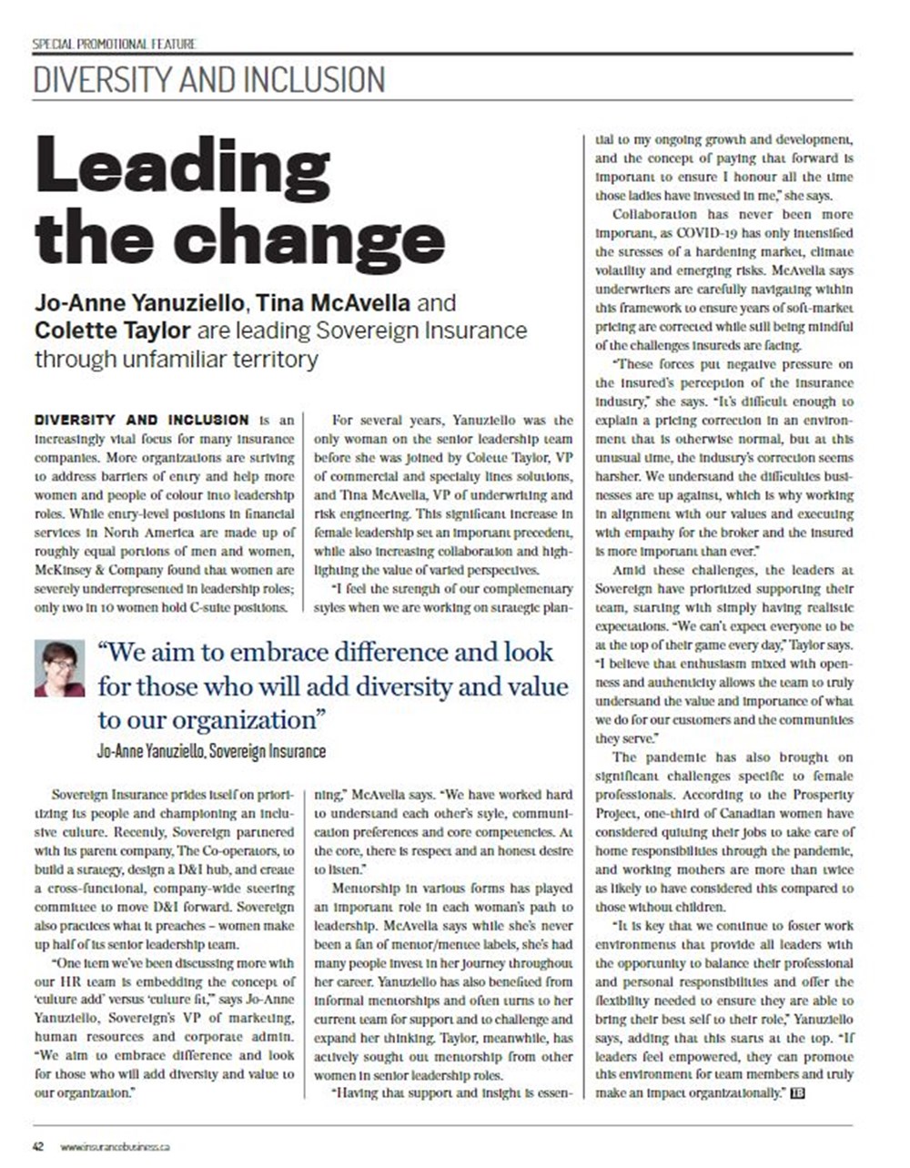 Screenshot of Leading the Change Article